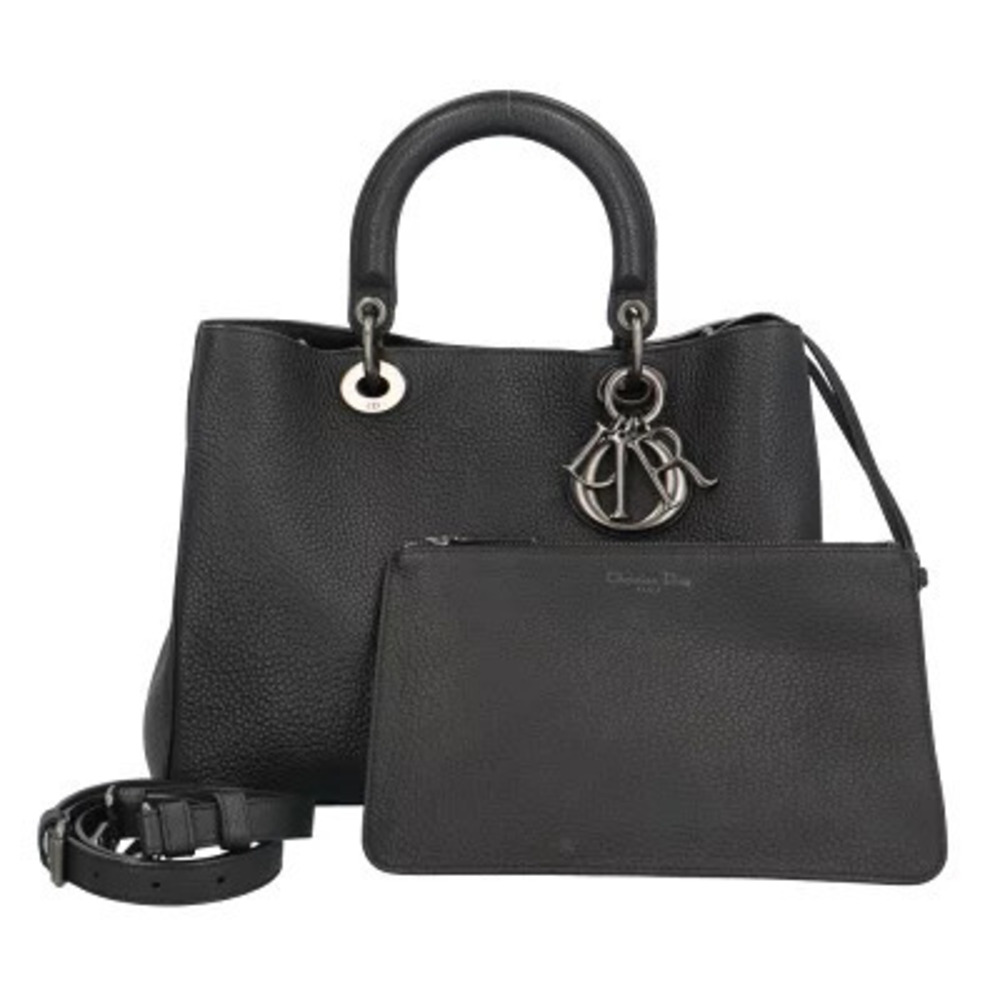 Christian Dior Diorissimo Shoulder Bag Leather Black
